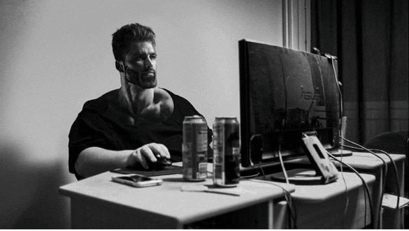 gigachad computer Blank Meme Template