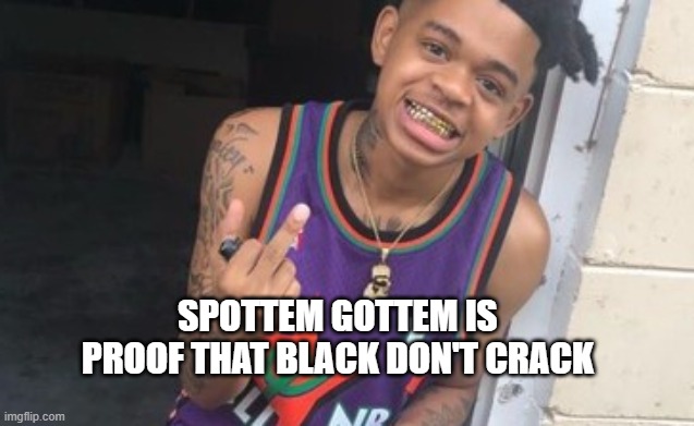 black don't crack | SPOTTEM GOTTEM IS PROOF THAT BLACK DON'T CRACK | made w/ Imgflip meme maker