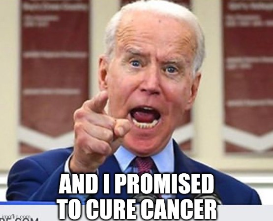 Joe Biden no malarkey | AND I PROMISED TO CURE CANCER | image tagged in joe biden no malarkey | made w/ Imgflip meme maker