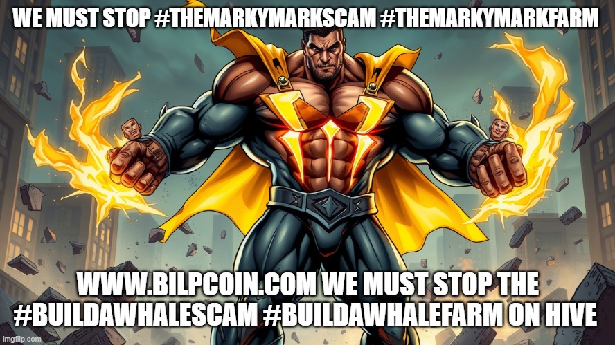 WE MUST STOP #THEMARKYMARKSCAM #THEMARKYMARKFARM; WWW.BILPCOIN.COM WE MUST STOP THE #BUILDAWHALESCAM #BUILDAWHALEFARM ON HIVE | made w/ Imgflip meme maker