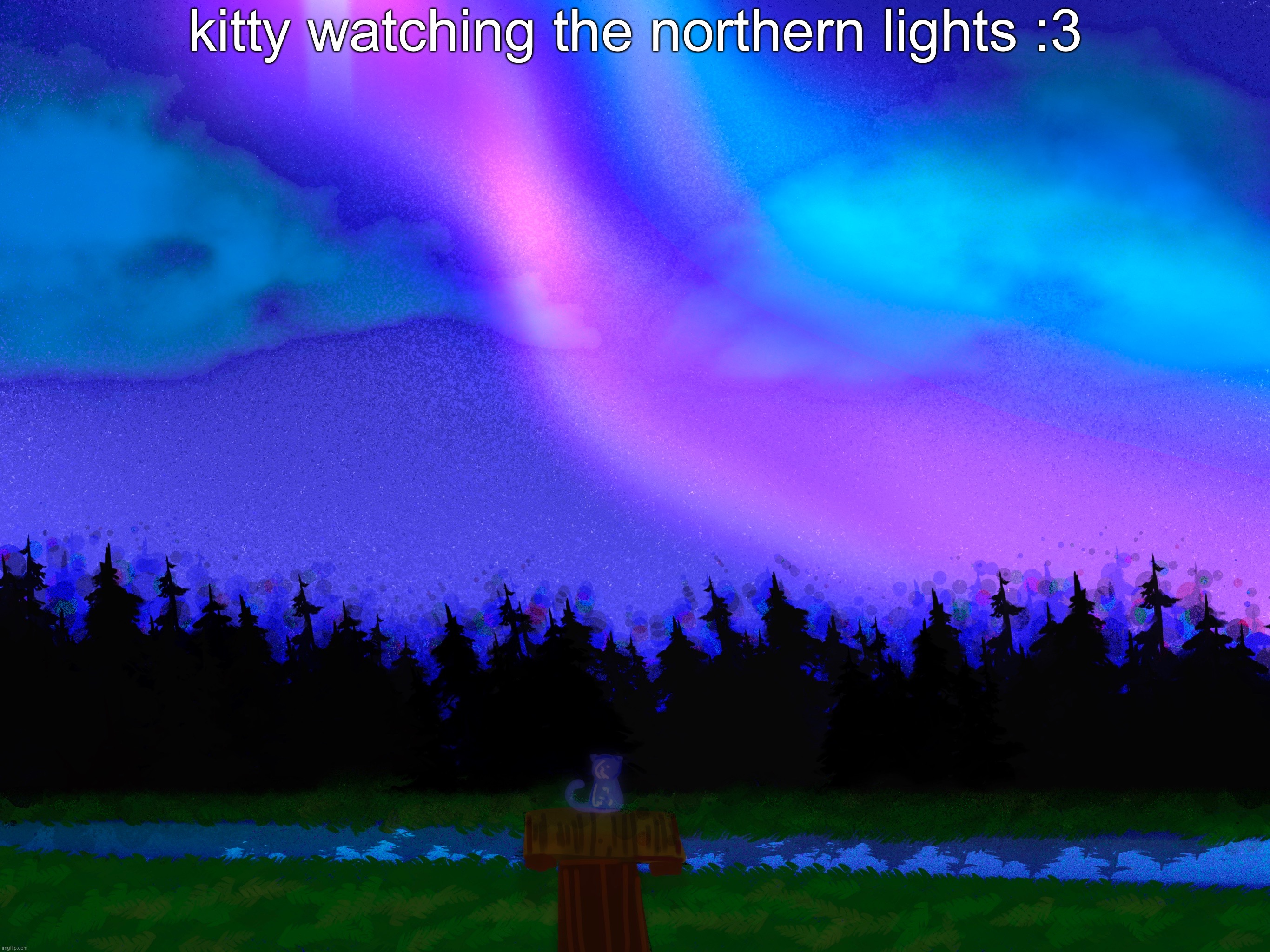 kitty watching the northern lights :3 | made w/ Imgflip meme maker