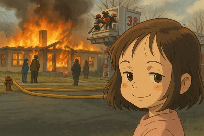 Ghibili Disaster girl Blank Meme Template