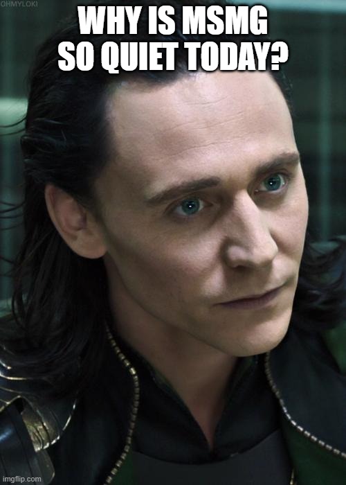 Nice Guy Loki | WHY IS MSMG SO QUIET TODAY? | image tagged in memes,nice guy loki | made w/ Imgflip meme maker