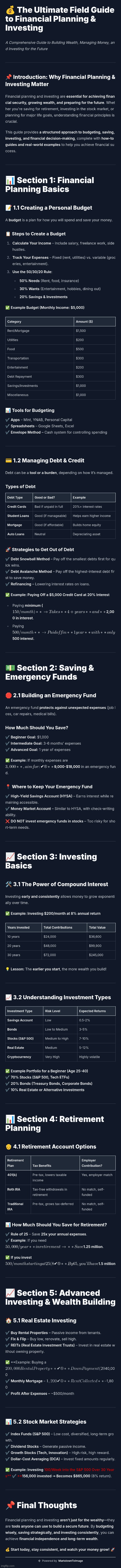 Financial Planning & investing (Field-Guide) :> | image tagged in simothefinlandized,finance,investing,infographic,tutorial | made w/ Imgflip meme maker