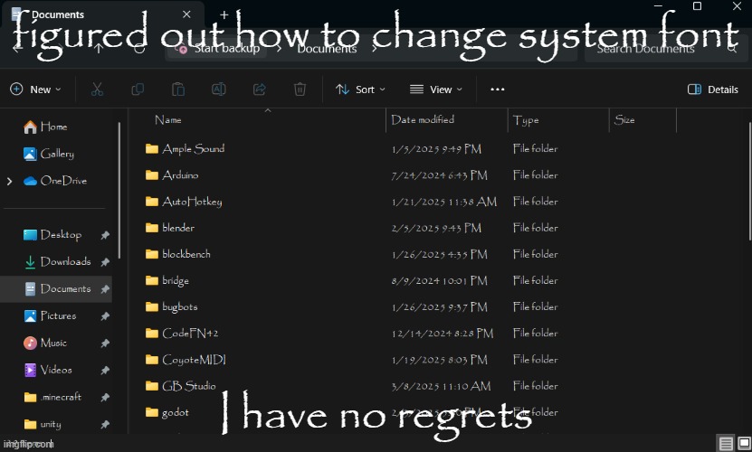 figured out how to change system font; I have no regrets | made w/ Imgflip meme maker