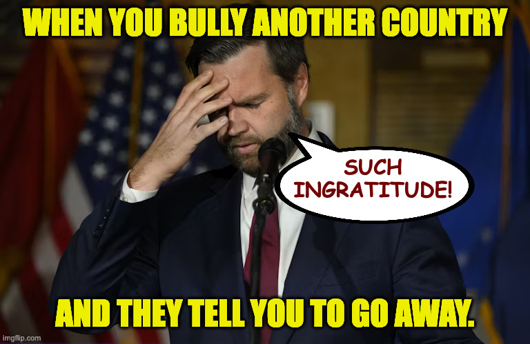 It's high school all over again. | WHEN YOU BULLY ANOTHER COUNTRY; SUCH INGRATITUDE! AND THEY TELL YOU TO GO AWAY. | image tagged in memes,jd vance,good will ambassador | made w/ Imgflip meme maker