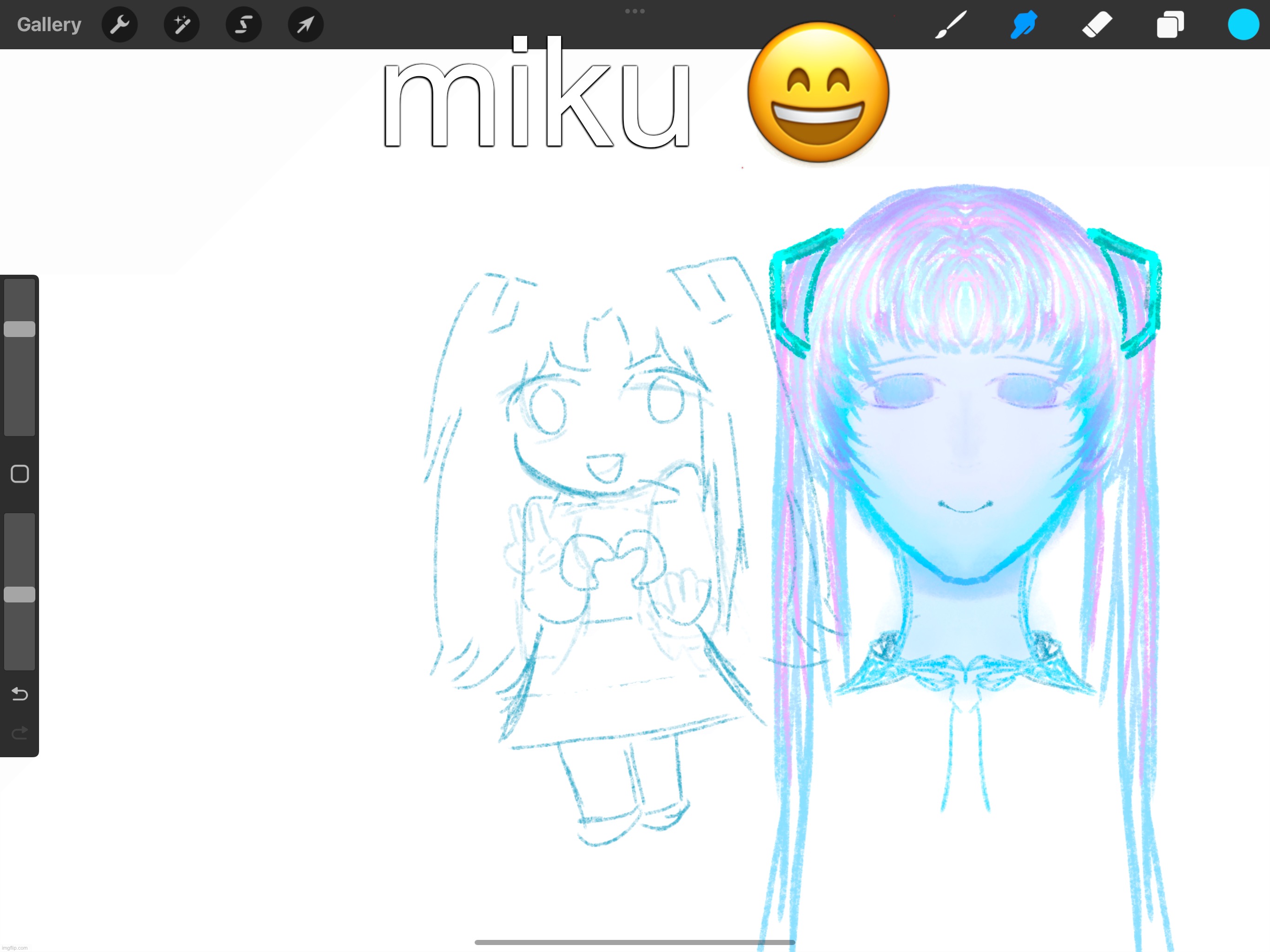 i forgot what colors she is so idk if it’s dark blue or cyan | miku 😄 | made w/ Imgflip meme maker