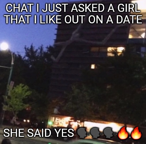 GET THE FUCK DOWN FROM THERE | CHAT I JUST ASKED A GIRL THAT I LIKE OUT ON A DATE; SHE SAID YES 🗣🗣🗣🔥🔥 | image tagged in get the fuck down from there | made w/ Imgflip meme maker