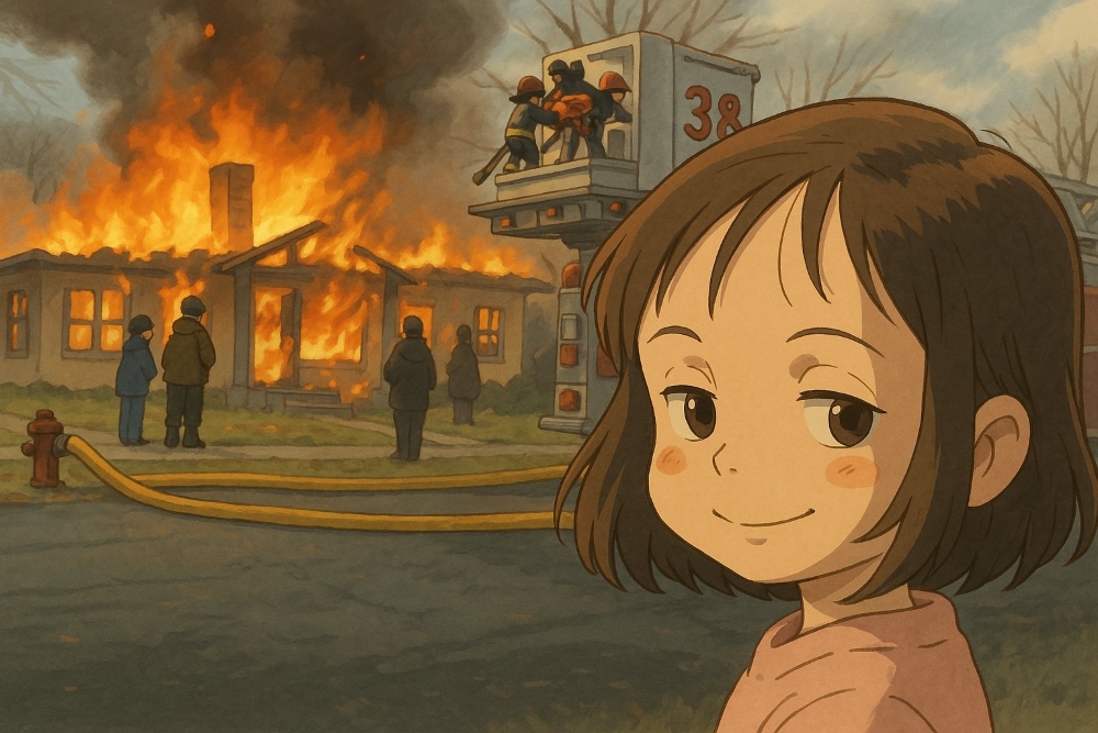 Ghibli disaster girl Blank Meme Template