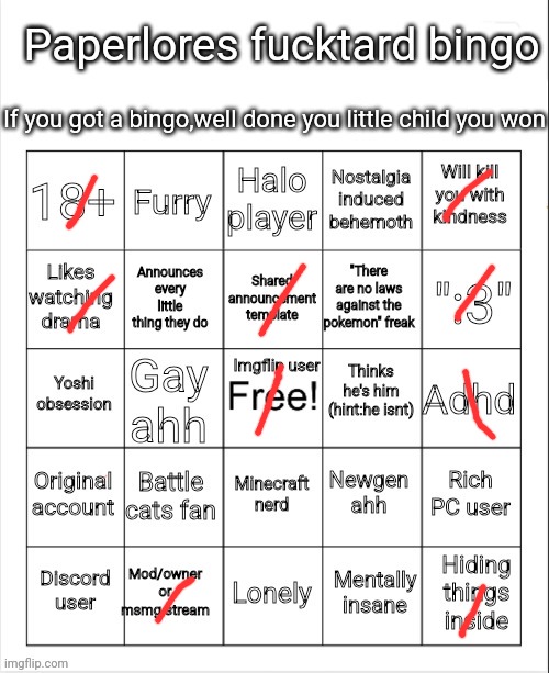 Kk gn | image tagged in vaporeons fucktard bingo | made w/ Imgflip meme maker