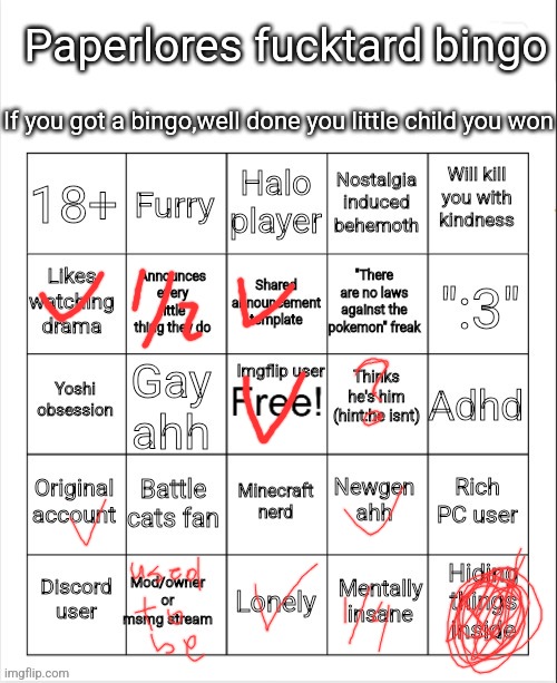 Vaporeons fucktard bingo | image tagged in vaporeons fucktard bingo | made w/ Imgflip meme maker