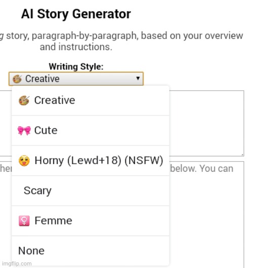 Imagine horny writing style in a perchance story generator alt :skull: | made w/ Imgflip meme maker