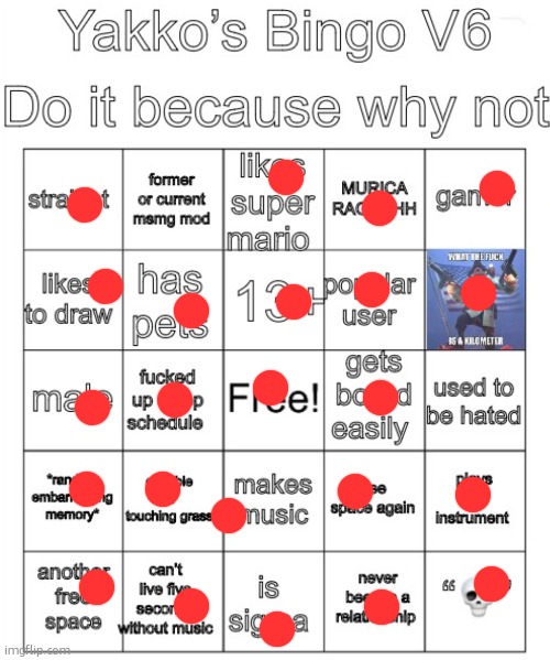 im secretly just yakkos alt | image tagged in yakko s bingo v6 | made w/ Imgflip meme maker