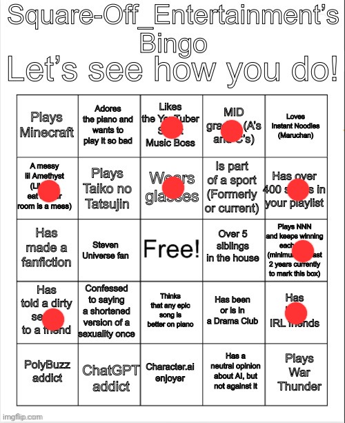 Lol | image tagged in square-off_entertainment s bingo | made w/ Imgflip meme maker