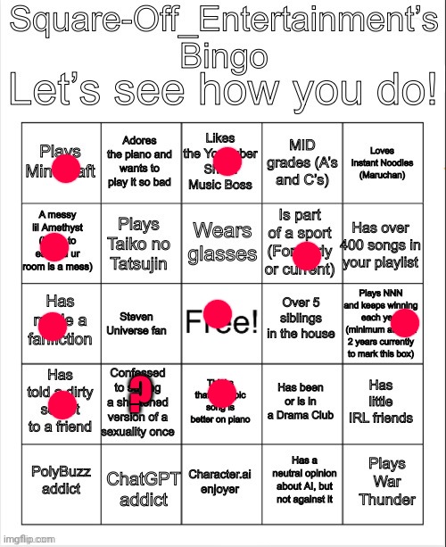 Square-Off_Entertainment’s Bingo! | ? | image tagged in square-off_entertainment s bingo | made w/ Imgflip meme maker