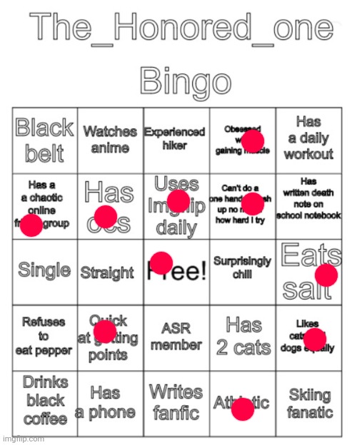 The_Honored_One bingo | image tagged in the_honored_one bingo | made w/ Imgflip meme maker