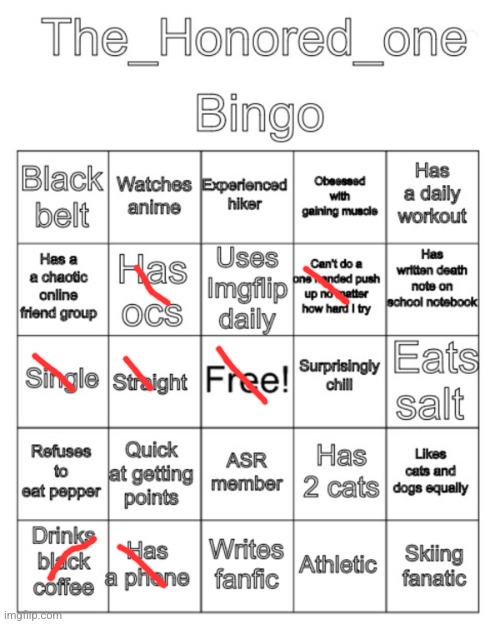 The_Honored_One bingo | image tagged in the_honored_one bingo | made w/ Imgflip meme maker