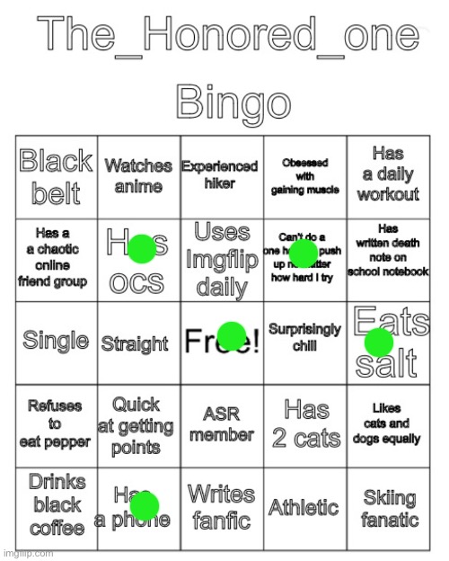 The_Honored_One bingo | image tagged in the_honored_one bingo | made w/ Imgflip meme maker