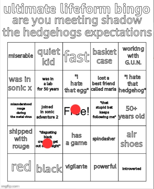 ultimate lifeform bingo by getawax | image tagged in ultimate lifeform bingo by getawax | made w/ Imgflip meme maker