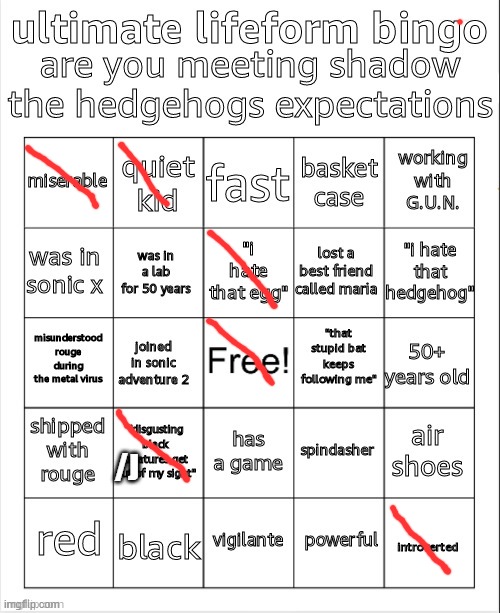 ultimate lifeform bingo by getawax | /J | image tagged in ultimate lifeform bingo by getawax | made w/ Imgflip meme maker