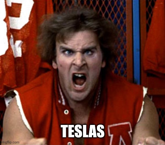 Nerds | TESLAS | image tagged in revenge of the nerds ogre | made w/ Imgflip meme maker