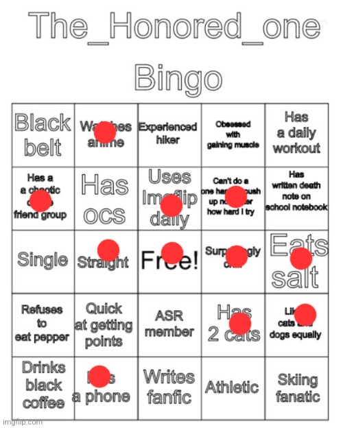 The_Honored_One bingo | image tagged in the_honored_one bingo | made w/ Imgflip meme maker