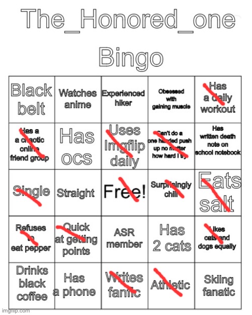 The_Honored_One bingo | image tagged in the_honored_one bingo | made w/ Imgflip meme maker