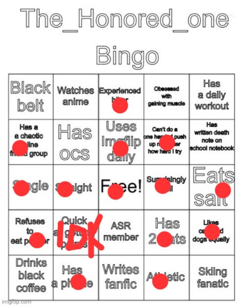 The_Honored_One bingo | image tagged in the_honored_one bingo | made w/ Imgflip meme maker