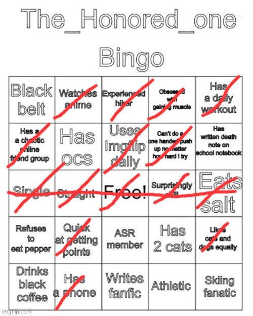 The_Honored_One bingo | image tagged in the_honored_one bingo | made w/ Imgflip meme maker