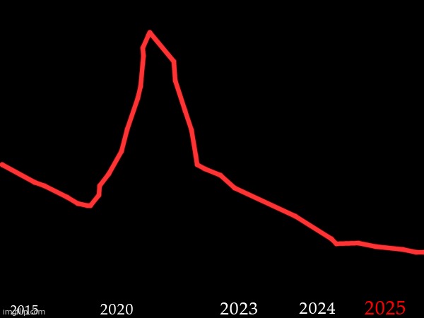 imgflip's population decrease | 2025; 2023; 2024; 2020; 2015 | made w/ Imgflip meme maker