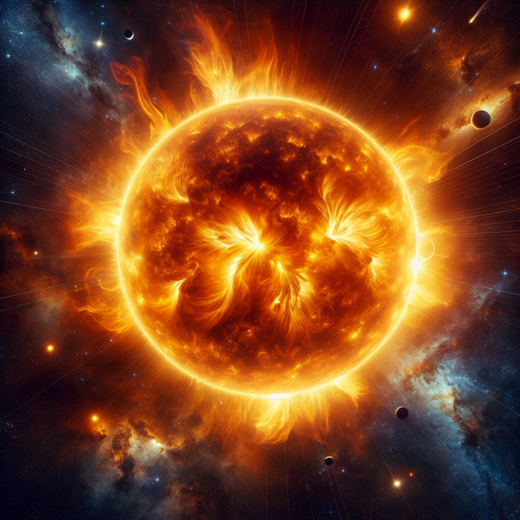 A picture of the sun burning in space Blank Meme Template