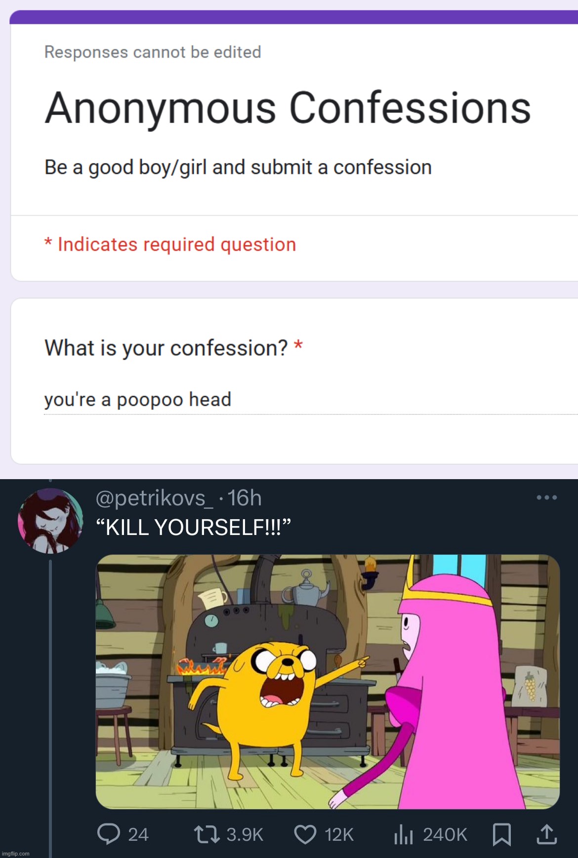 image tagged in kill yourself adventure time | made w/ Imgflip meme maker