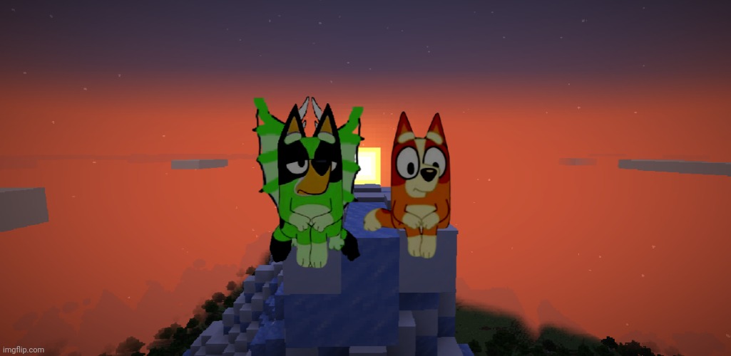 cool art some random person made | image tagged in freddie schr dinger and bingo heeler in minecraft | made w/ Imgflip meme maker