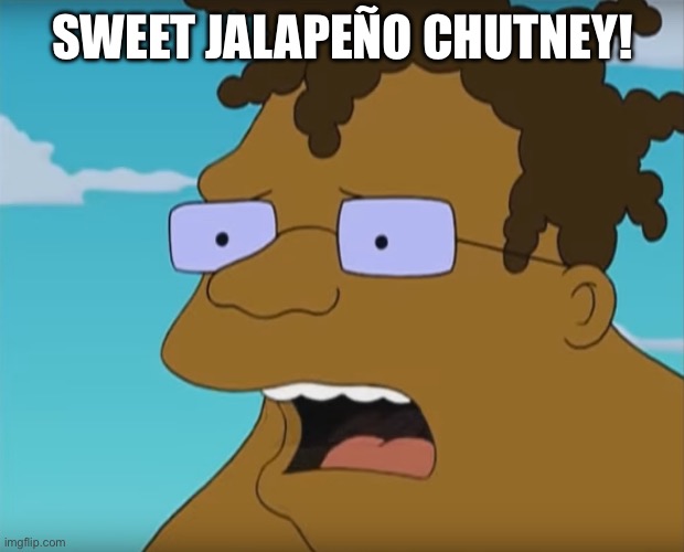Hermes Futurama | SWEET JALAPEÑO CHUTNEY! | image tagged in hermes futurama | made w/ Imgflip meme maker