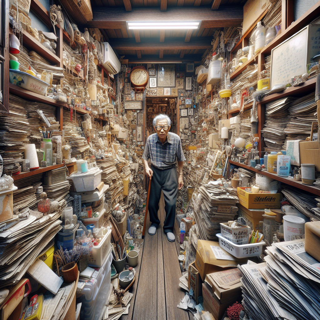 hoarder in their home Blank Meme Template