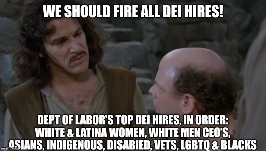 You keep using that word | WE SHOULD FIRE ALL DEI HIRES! DEPT OF LABOR'S TOP DEI HIRES, IN ORDER: WHITE & LATINA WOMEN, WHITE MEN CEO’S, ASIANS, INDIGENOUS, DISABIED, VETS, LGBTQ & BLACKS | image tagged in you keep using that word | made w/ Imgflip meme maker