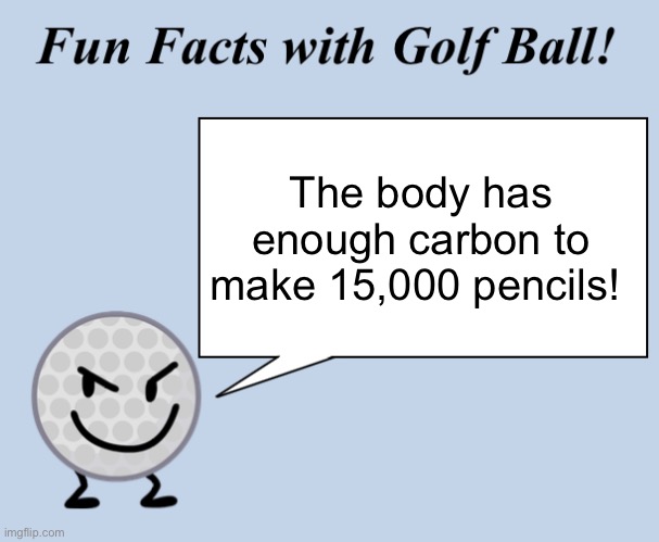 Fun Fact! | The body has enough carbon to make 15,000 pencils! | image tagged in fun facts with golf ball | made w/ Imgflip meme maker