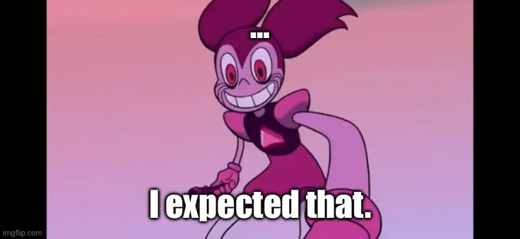 … | …; I expected that. | image tagged in spinel staring at you | made w/ Imgflip meme maker
