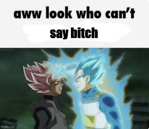 aww look who can't | say bitch | image tagged in aww look who can't | made w/ Imgflip meme maker