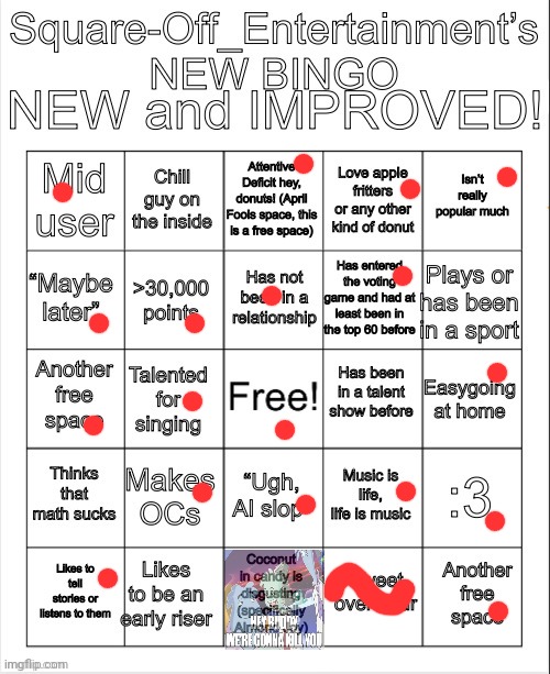 Square-Off_Entertainment’s NEW BINGO | image tagged in square-off_entertainment s new bingo | made w/ Imgflip meme maker