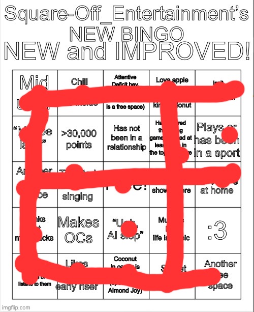 Square-Off_Entertainment’s NEW BINGO | image tagged in square-off_entertainment s new bingo | made w/ Imgflip meme maker