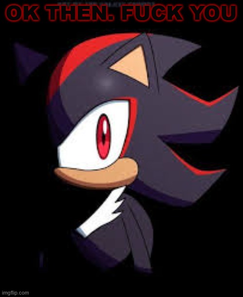 Shadow the hedgehog | OK THEN. FUCK YOU | image tagged in shadow the hedgehog | made w/ Imgflip meme maker