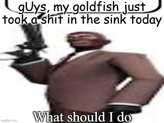 April foot | gUys, my goldfish just took a shit in the sink today; What should I do | image tagged in tf2 spy,memes,msmg | made w/ Imgflip meme maker
