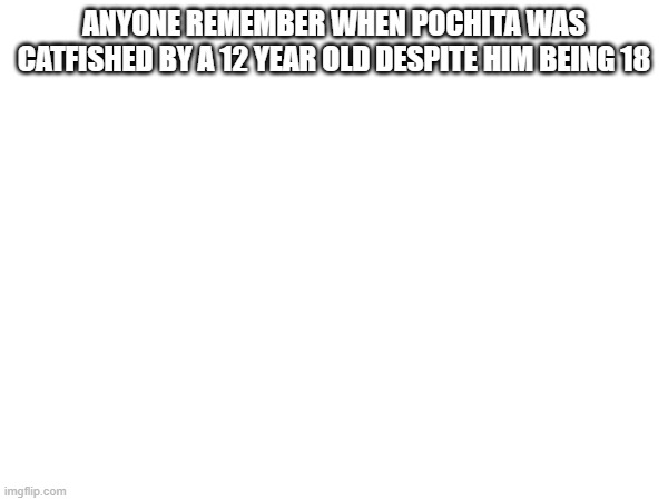 ANYONE REMEMBER WHEN POCHITA WAS CATFISHED BY A 12 YEAR OLD DESPITE HIM BEING 18 | made w/ Imgflip meme maker