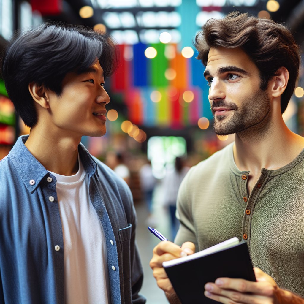 guy talking to guy with note pad Blank Meme Template