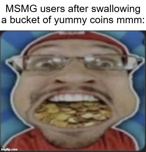 MSMG USERS AFTER SWALLOWING A BUCKET OF YUMMY COINS MMM: | made w/ Imgflip meme maker