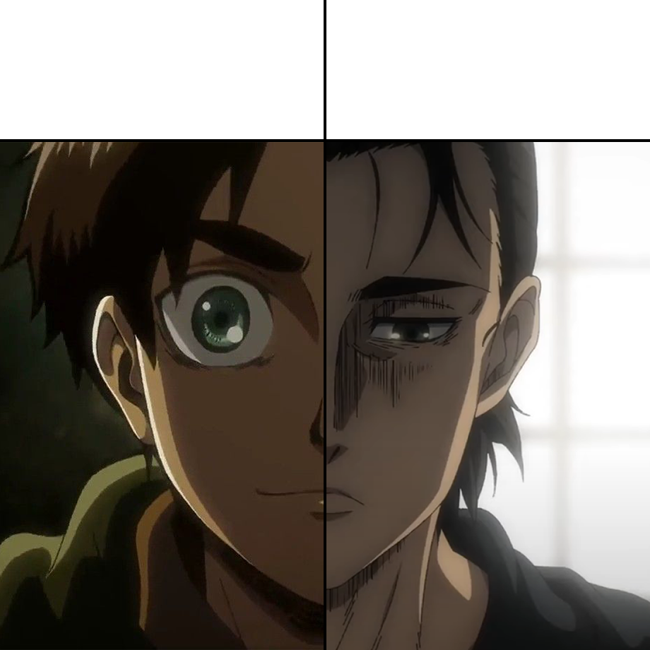 Eren Happy Depressed Face Blank Meme Template