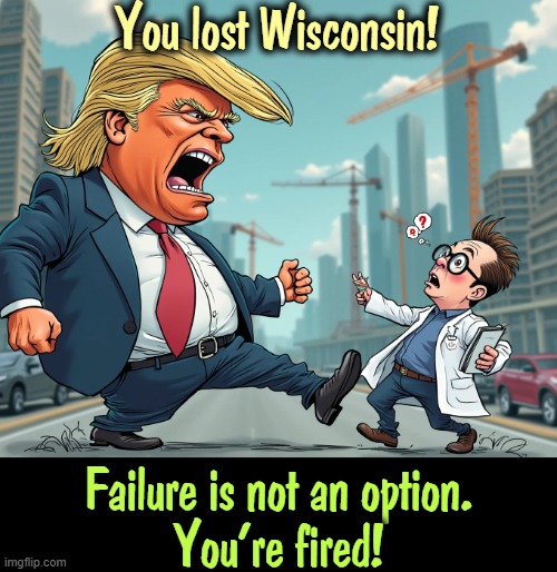 You lost Wisconsin! Failure is not an option.
You're fired! | image tagged in trump,elon musk,failure,you're fired | made w/ Imgflip meme maker