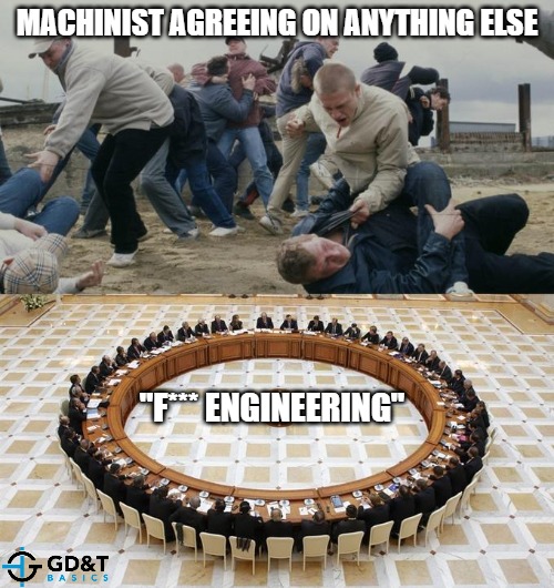 at least they can come together for the common good | MACHINIST AGREEING ON ANYTHING ELSE; "F*** ENGINEERING" | image tagged in men discussing men fighting,memes,manufacturing,engineering,machinist | made w/ Imgflip meme maker