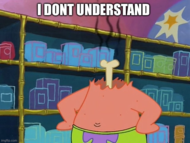 Patrick, I dont Understand | I DONT UNDERSTAND | image tagged in patrick i dont understand | made w/ Imgflip meme maker